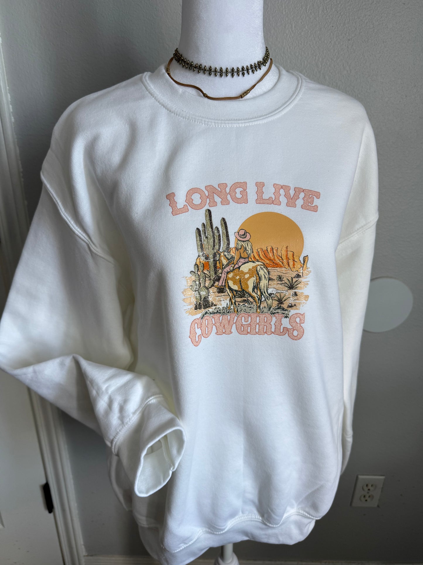 Long Live Cowgirls Sweater: White
