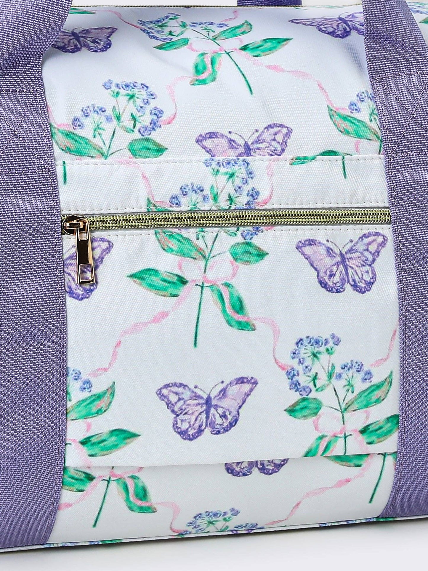 Women Butterfly Print Canvas Travel Bag