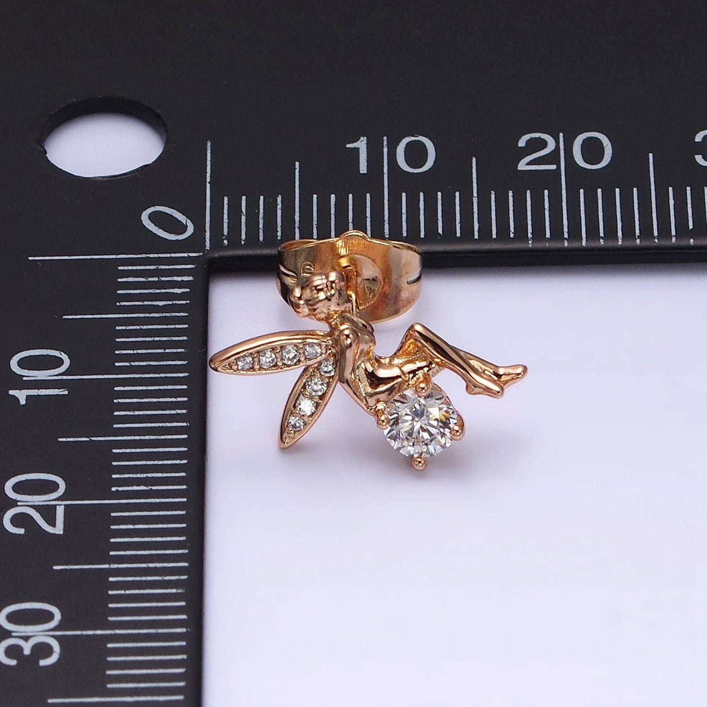 18K Gold Filled Fairy Wings Micro Paved CZ Stud Earrings
