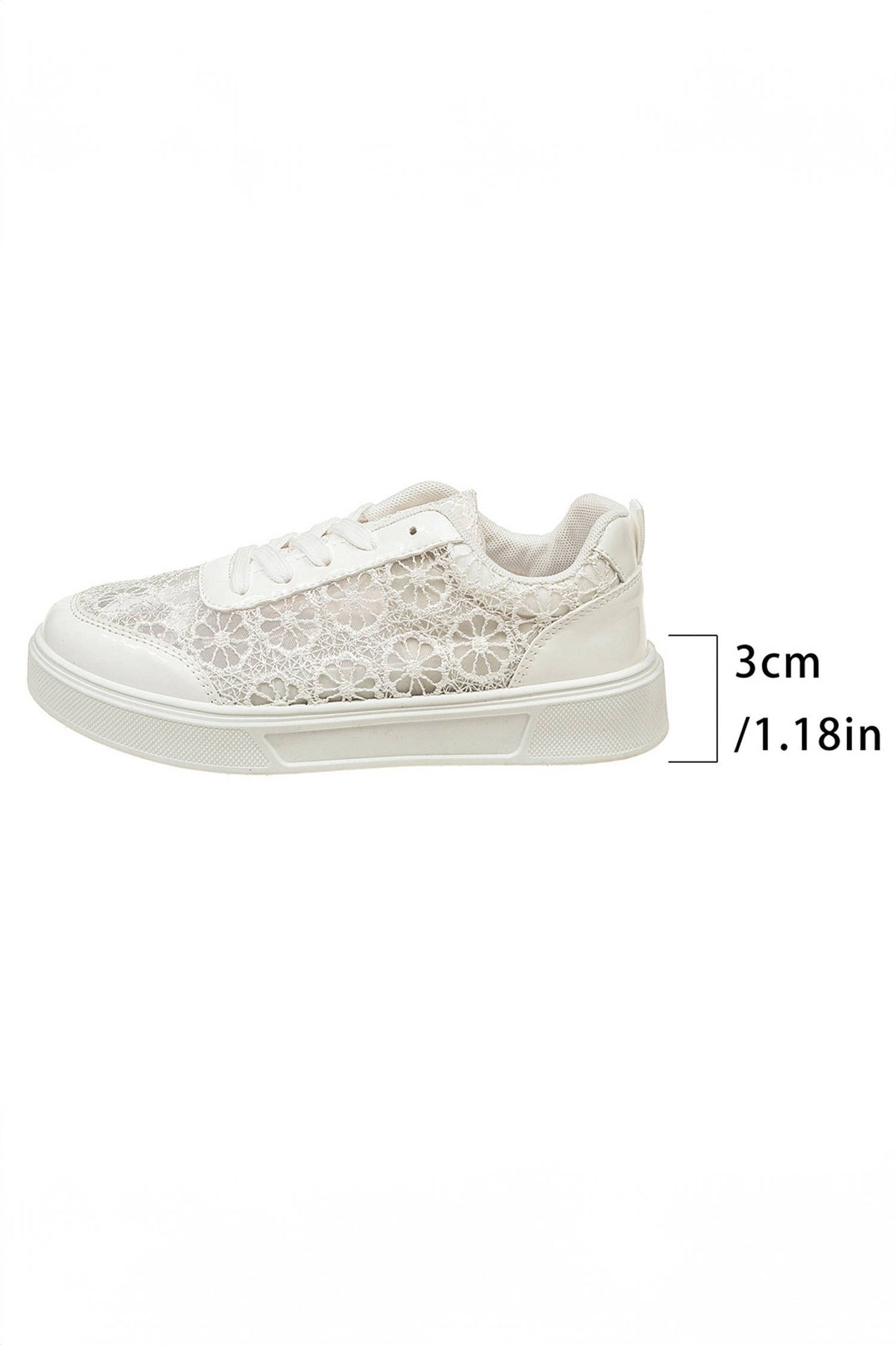 Sheer Floral Lace Slip-On Casual Sneakers: White