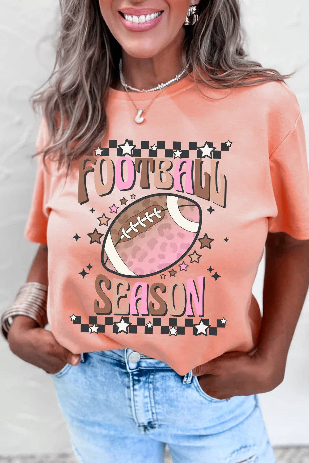 Pink FOOTBALL SEASON Graphic Game Day T Shirt: Pink