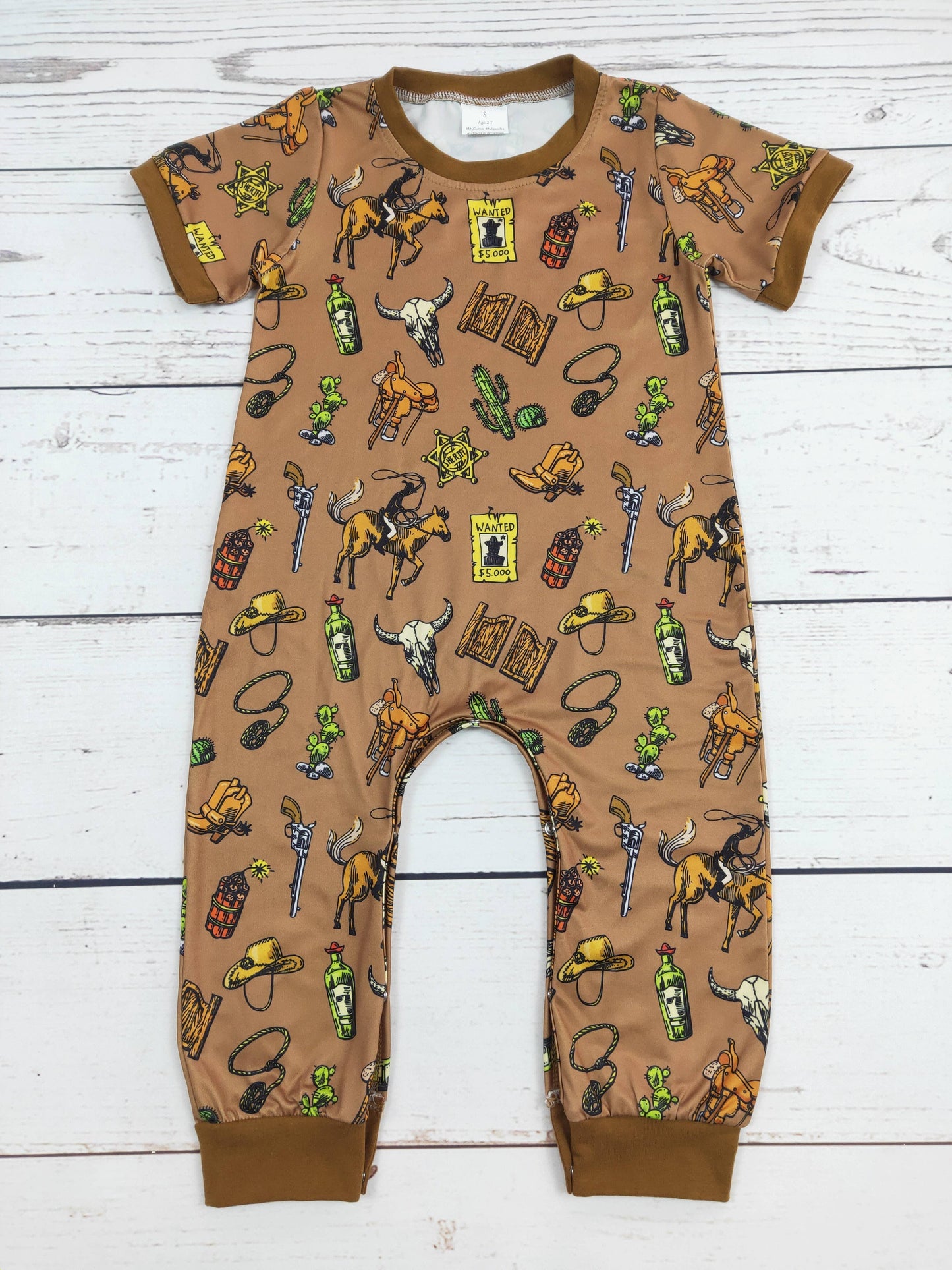 Cows Rodeo Printed Boys Romper: 2T