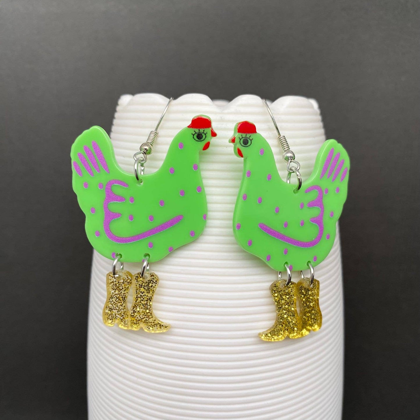 Acrylic Chicken Dangle Earrings