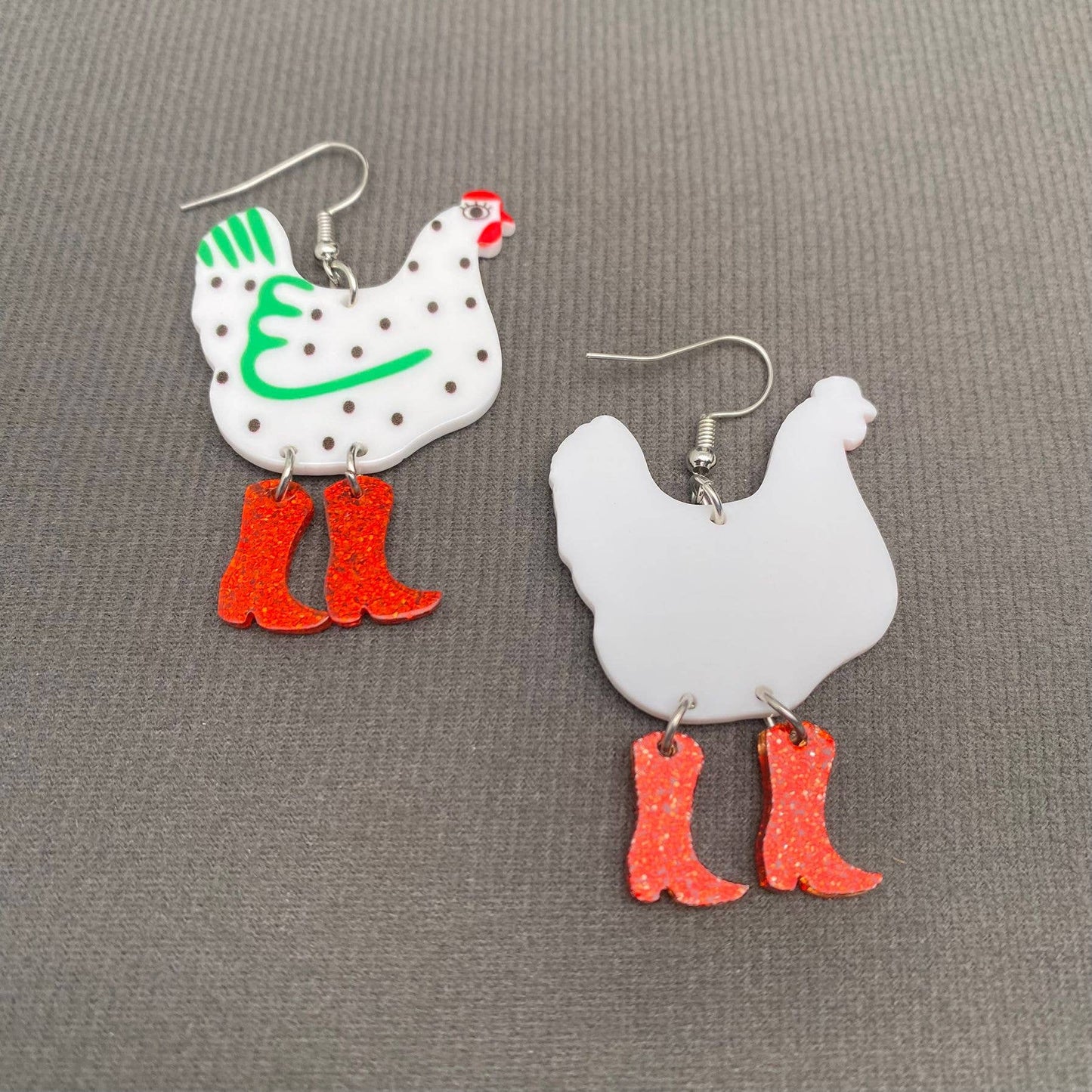 Acrylic Chicken Dangle Earrings