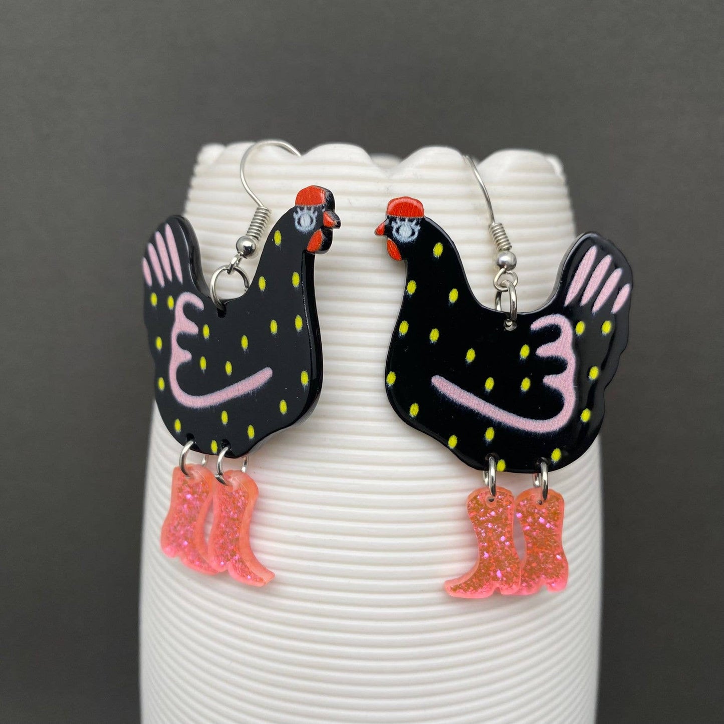 Acrylic Chicken Dangle Earrings