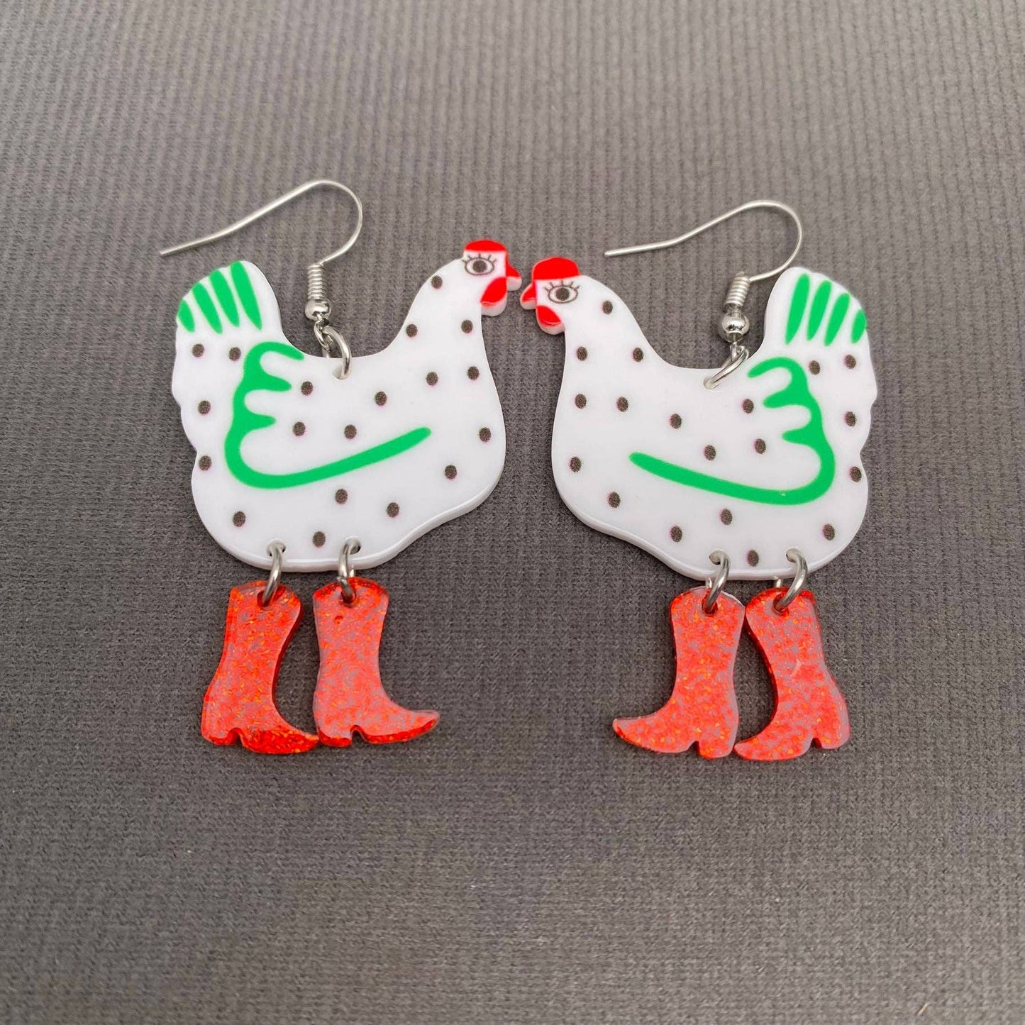 Acrylic Chicken Dangle Earrings