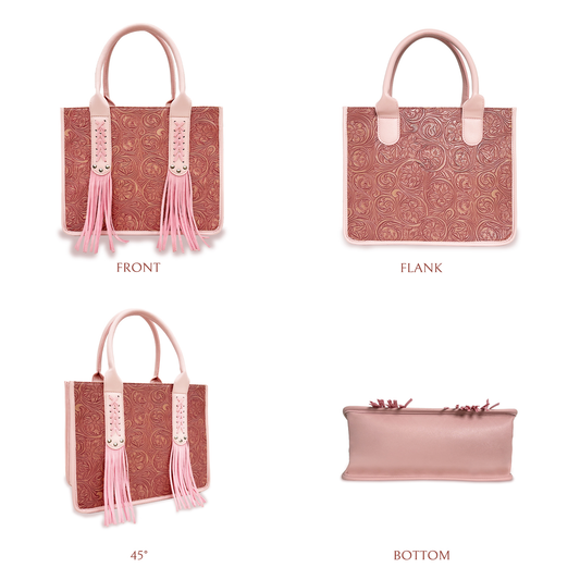 Flower Pattern Western Tote Bag with Fringe