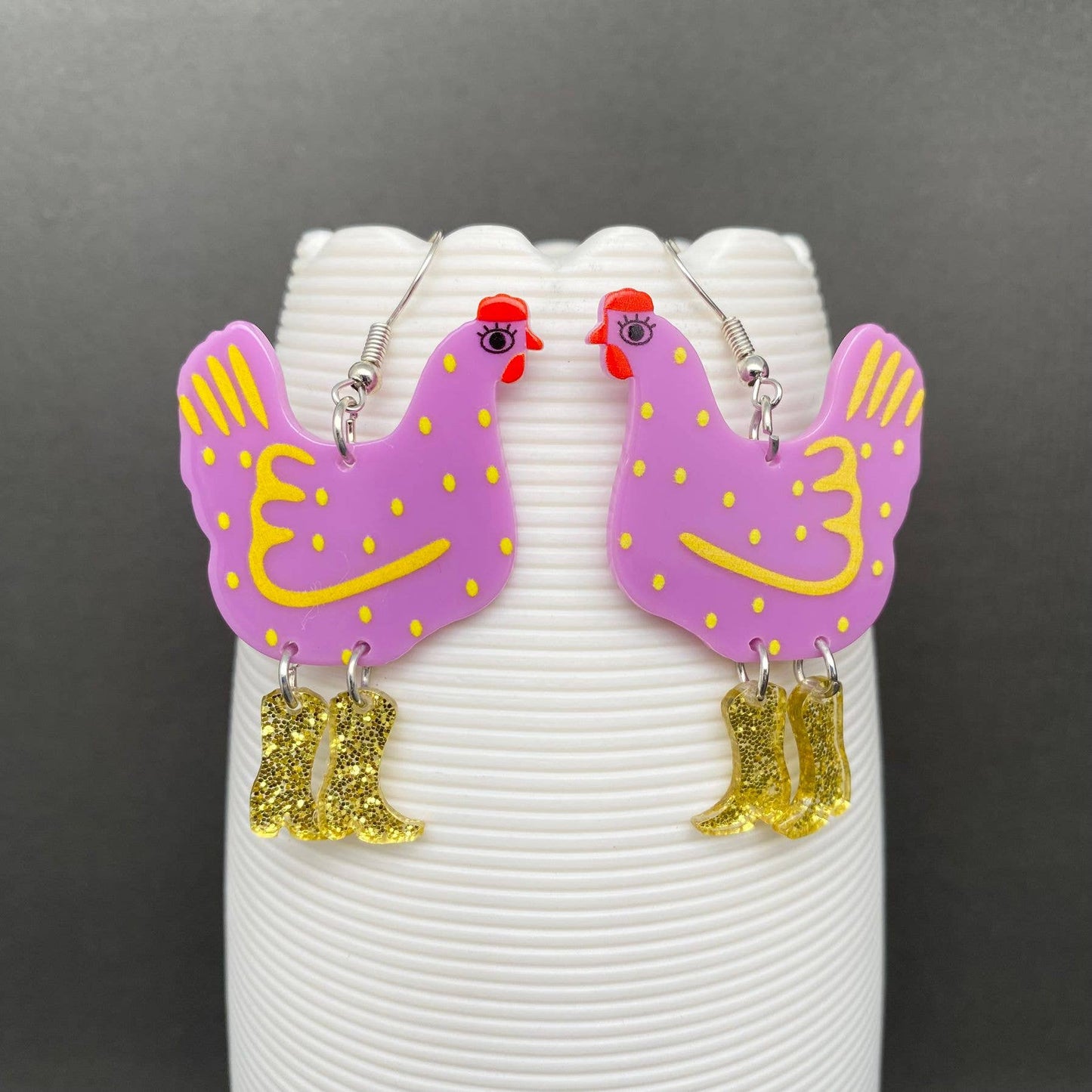 Acrylic Chicken Dangle Earrings