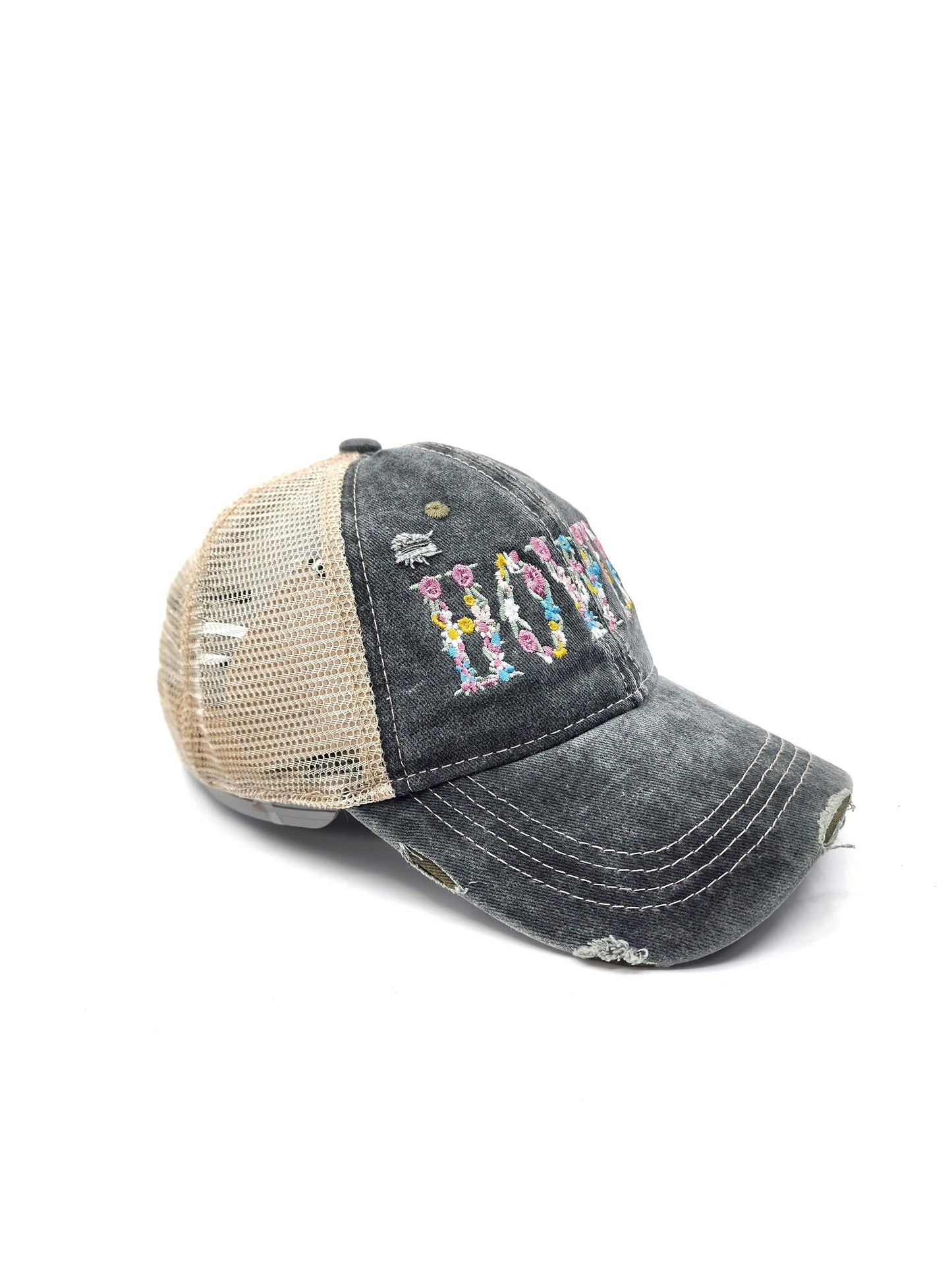 HOWDY Embroidered Distressed Denim Baseball Cap
