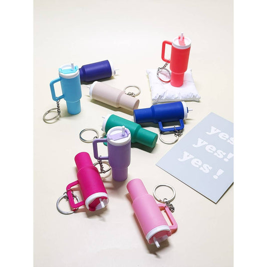 Colorful Tumbler Keychain: Assorted Color with chapstick included