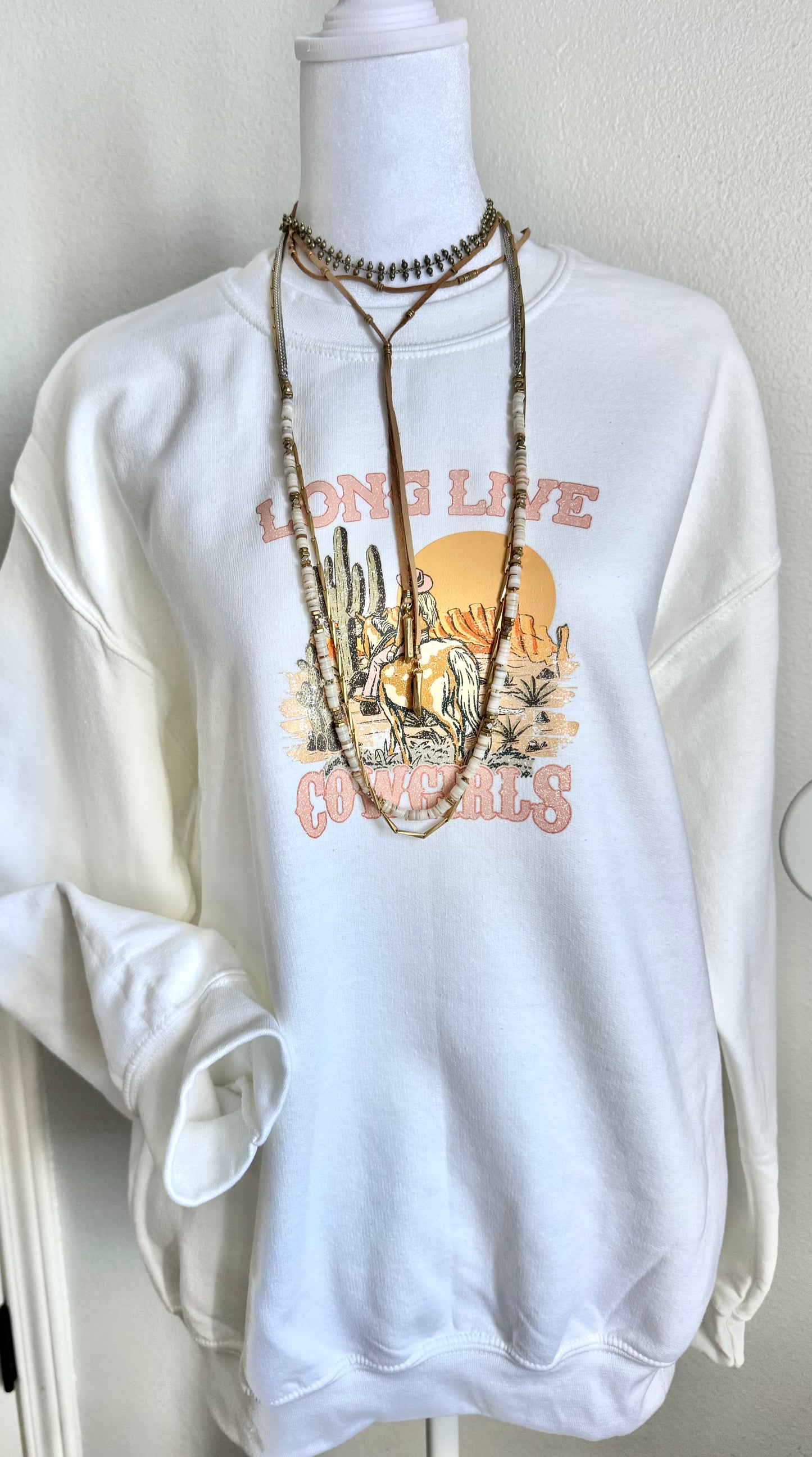 Long Live Cowgirls Sweater: White