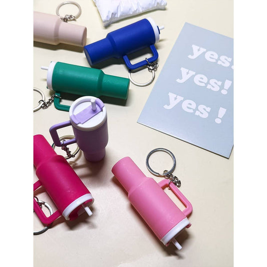 Colorful Tumbler Keychain: Assorted Color with chapstick included