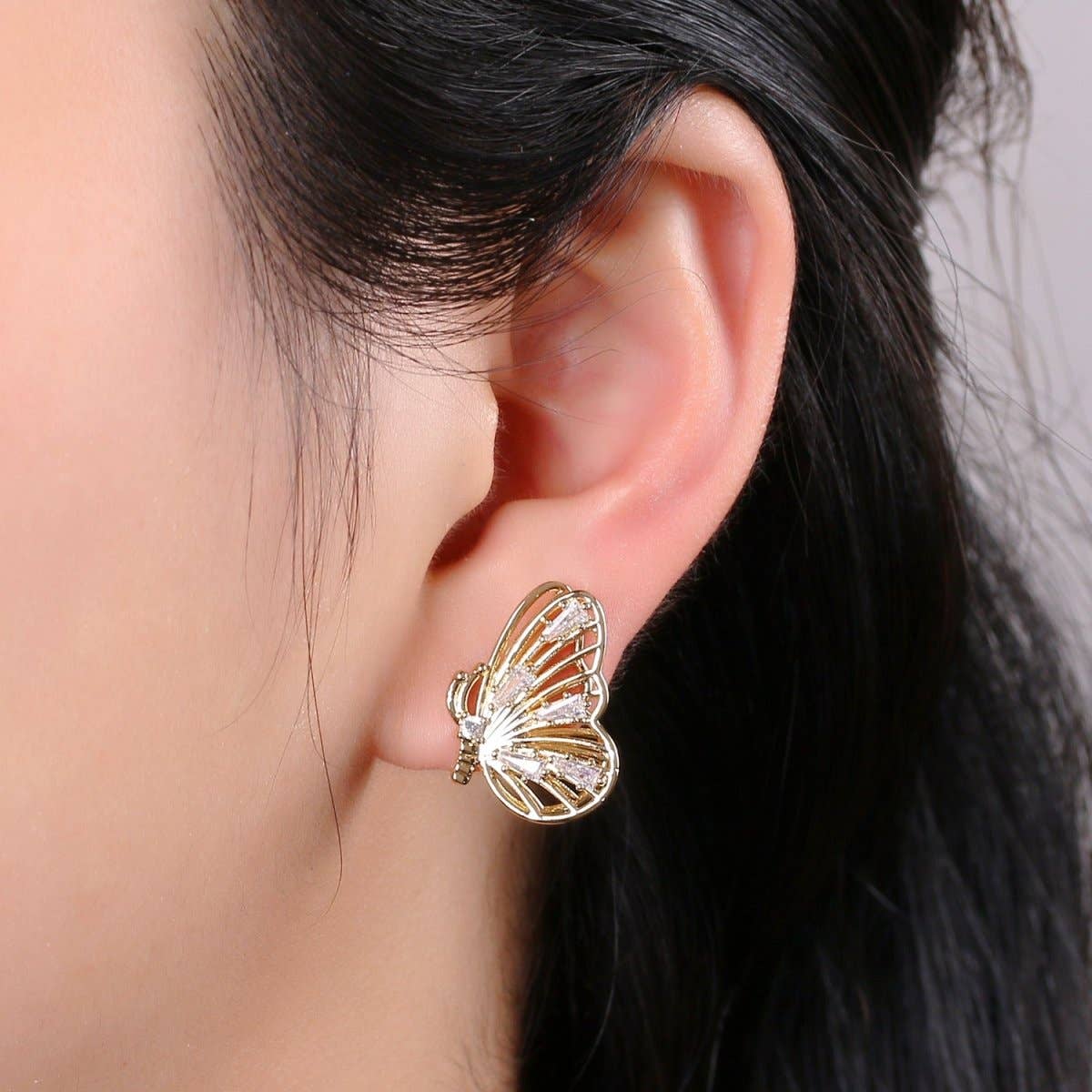 Gold Butterfly Earrings • butterfly stud earrings • Bold earrings • Statement earrings • Big stud earrings • gold stud earrings