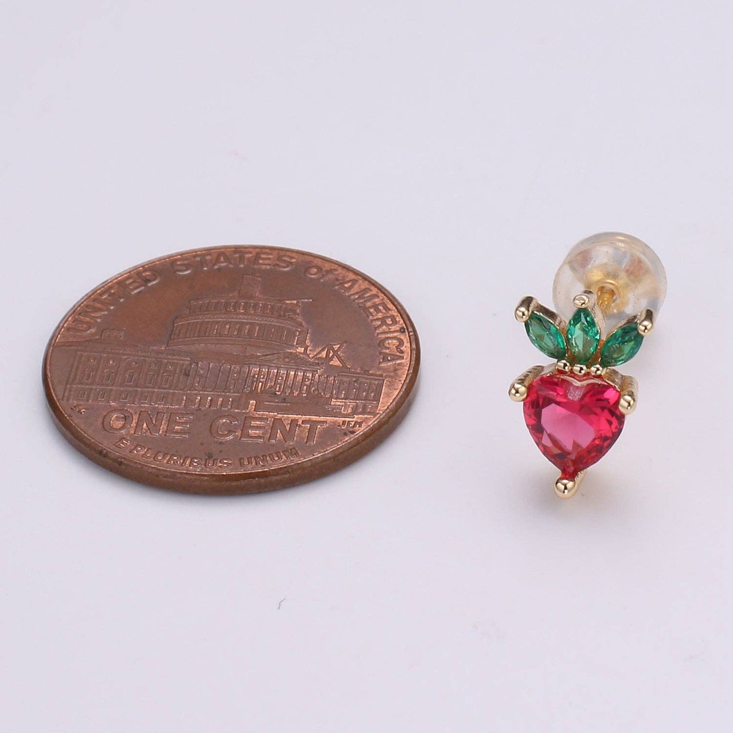 Gold Strawberry Stud Earring, Crystal Berry Studs, Strawberry Fruit Earring, Minimalist Earring, Dainty Earrings for Girls