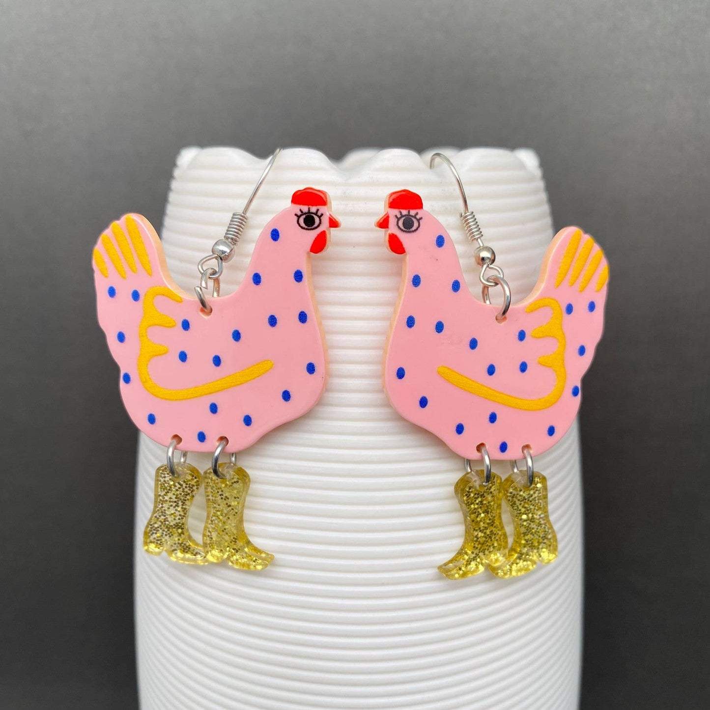 Acrylic Chicken Dangle Earrings