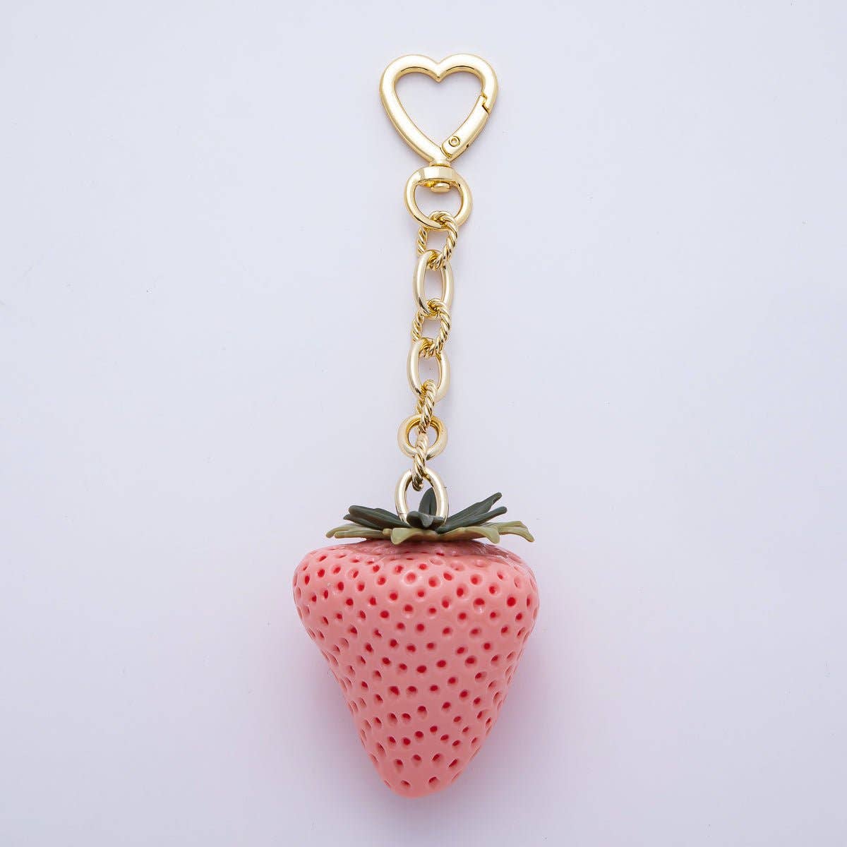 18K Gold Filled 170mm Pink, Red , White Resin Strawberry Fruit Heart Bag Charm Keychain Accessories