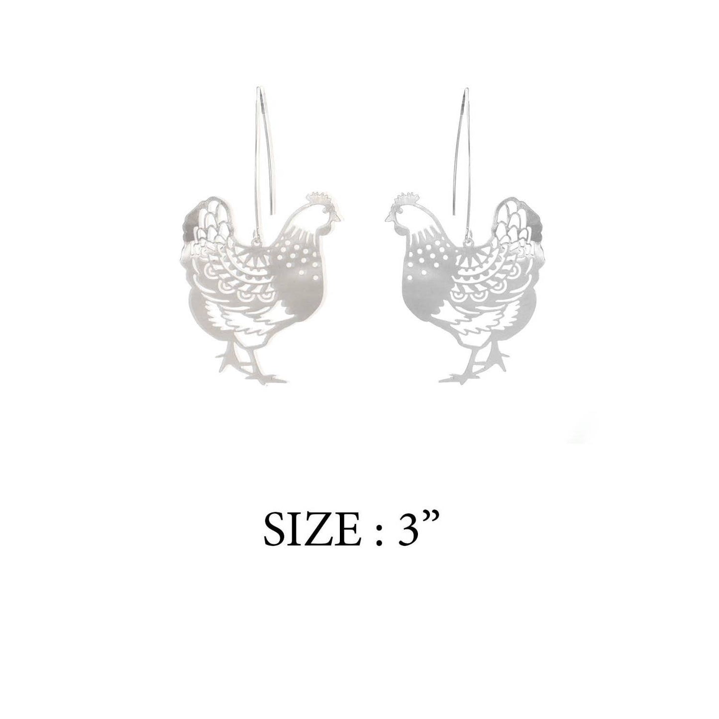 REFLECTIVE CHICKEN FILIGRE DROP HOOK EARRING: GOLD