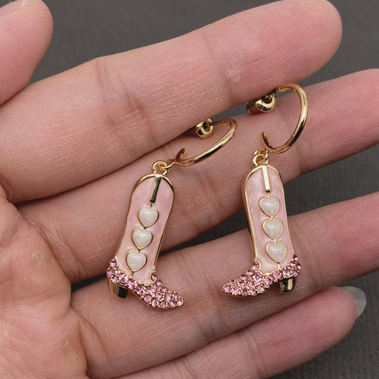 Western Style Enamel Boots Charm Post Earrings
