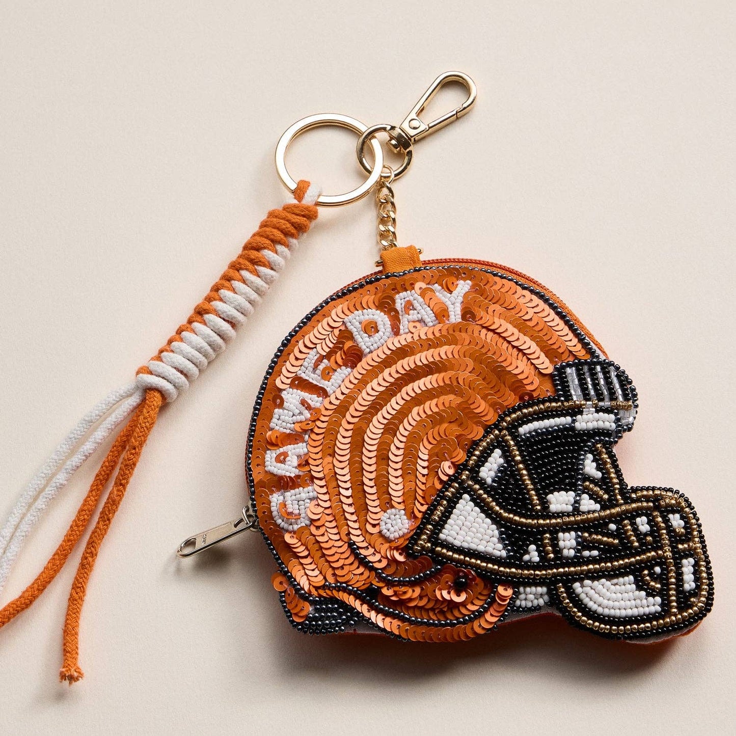Game Day Beaded Helmet Keychain Pouch – Team Colors: