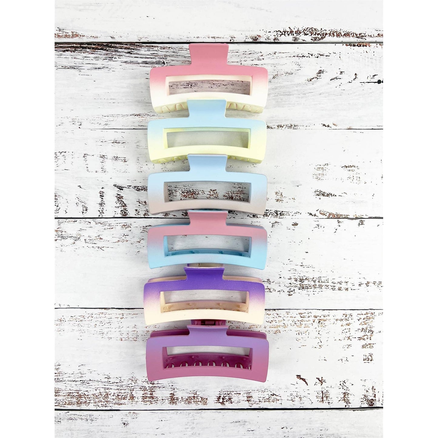 MATTE TWO TONE COLOR RECTANGLE SHAPED STYLING HAIR CLAW: ASSORTED