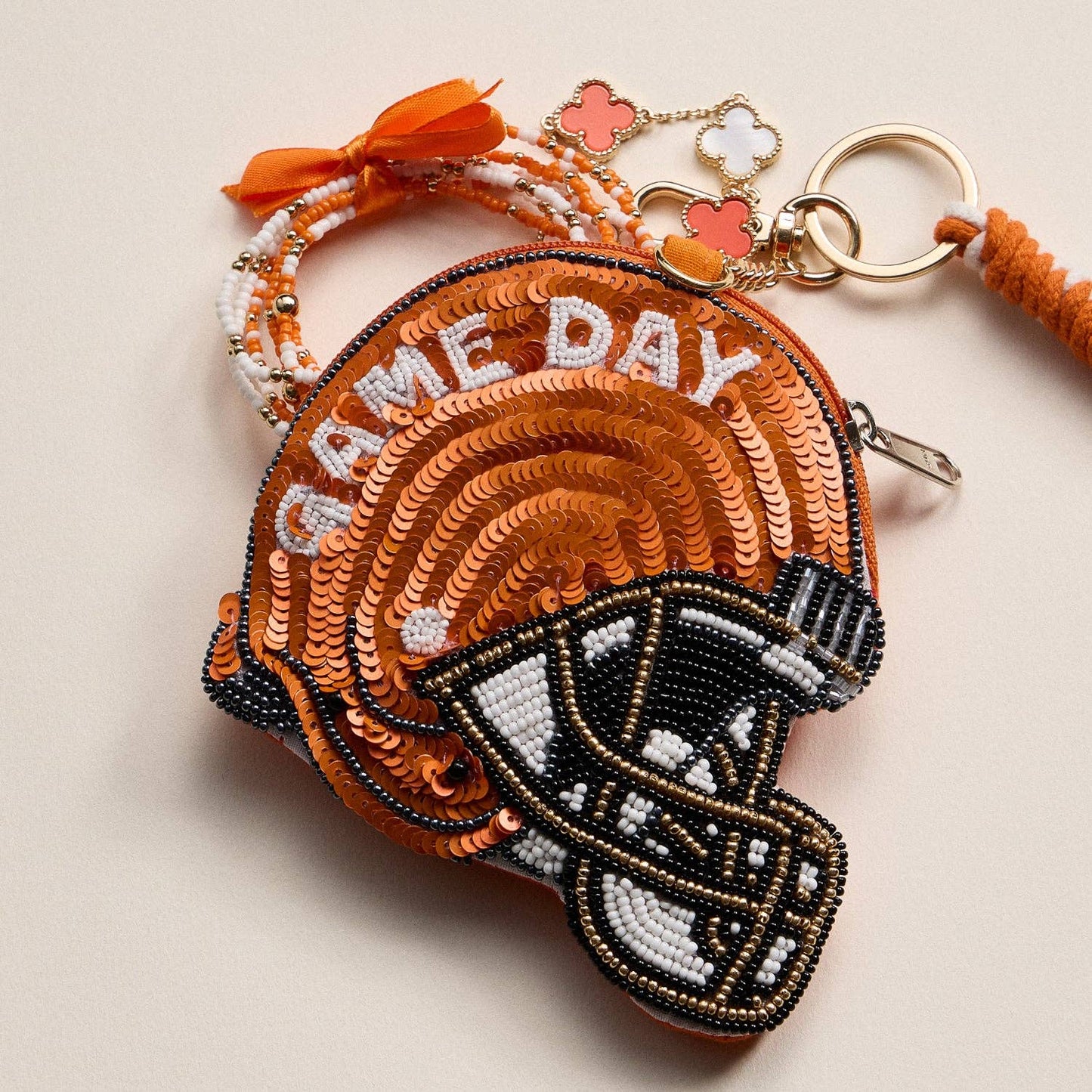 Game Day Beaded Helmet Keychain Pouch – Team Colors: