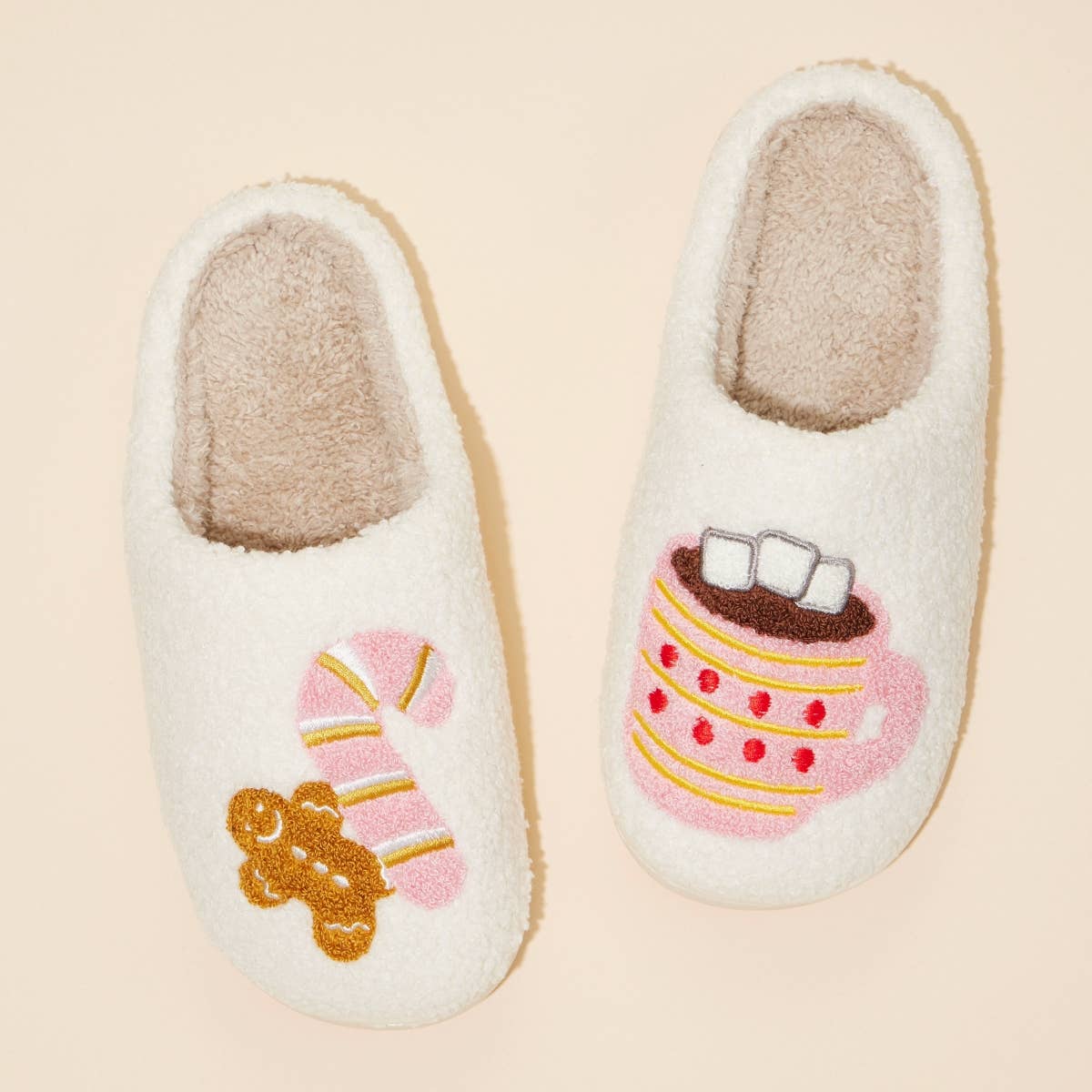 Gingerbread Man & Hot Chocolate slippers for Christmas Gift: Pink
