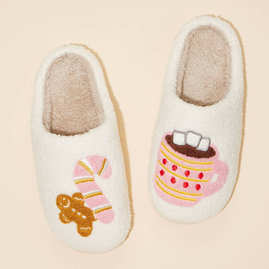 Gingerbread Man & Hot Chocolate slippers for Christmas Gift: Pink