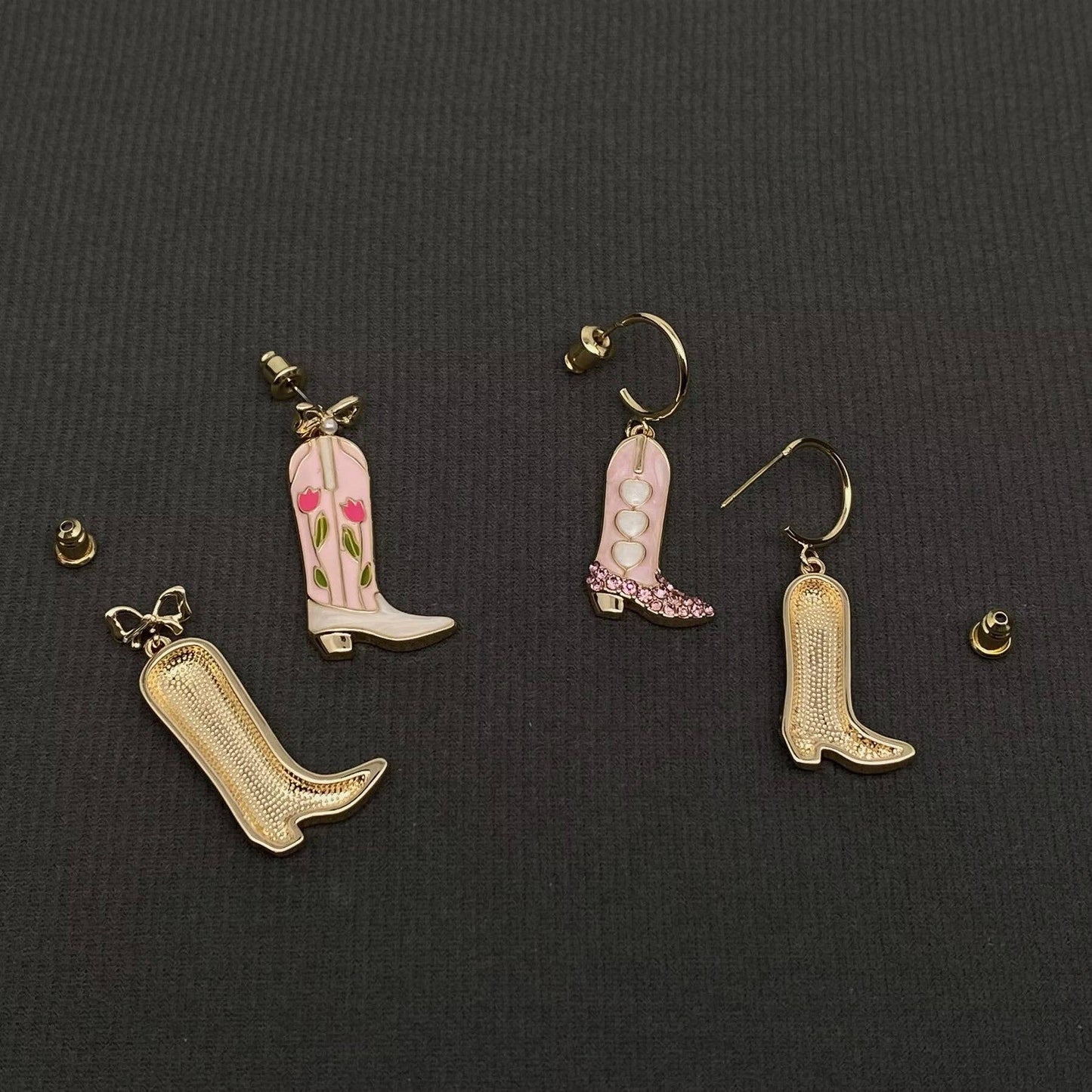 Western Style Enamel Boots Charm Post Earrings