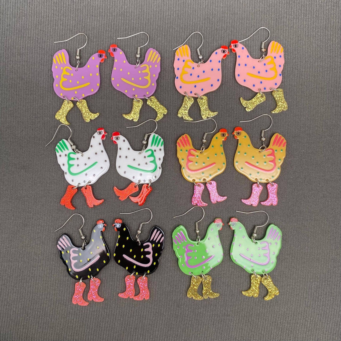 Acrylic Chicken Dangle Earrings