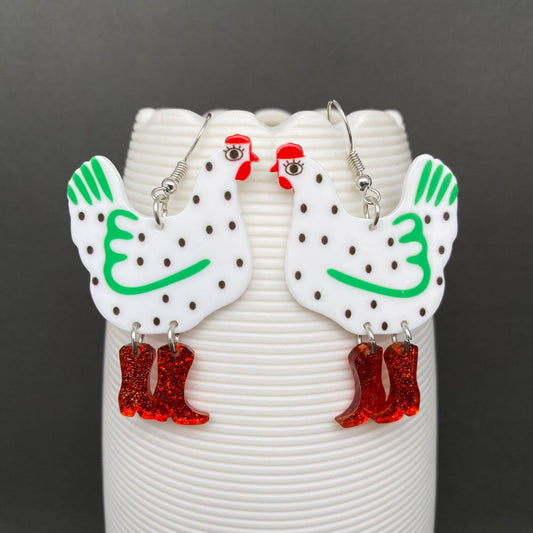 Acrylic Chicken Dangle Earrings